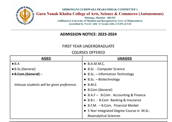 gn khalsa college merit list 2023 1st cut off