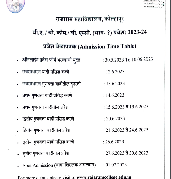 rajaram college merit list 2023 download pdf