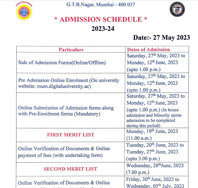 guru nanak college admission merit list publishing date schedule 2023