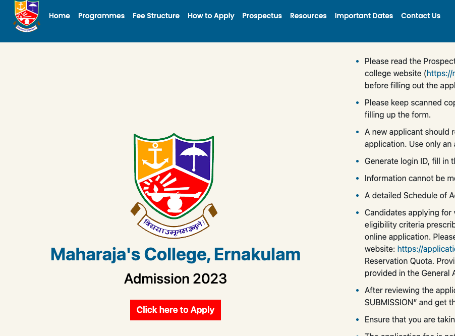 maharajas college rank list download link @ maharajasonline.org ug, pg courses