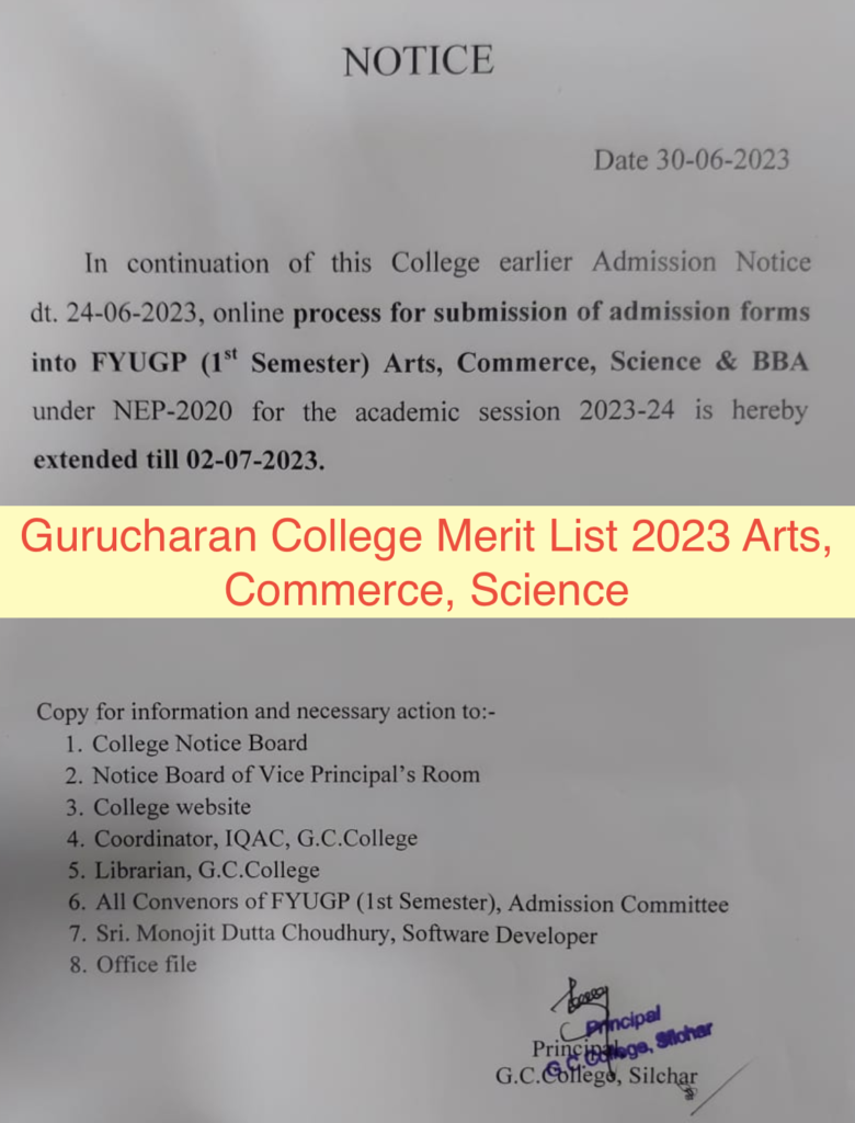 GC College Merit List 2023