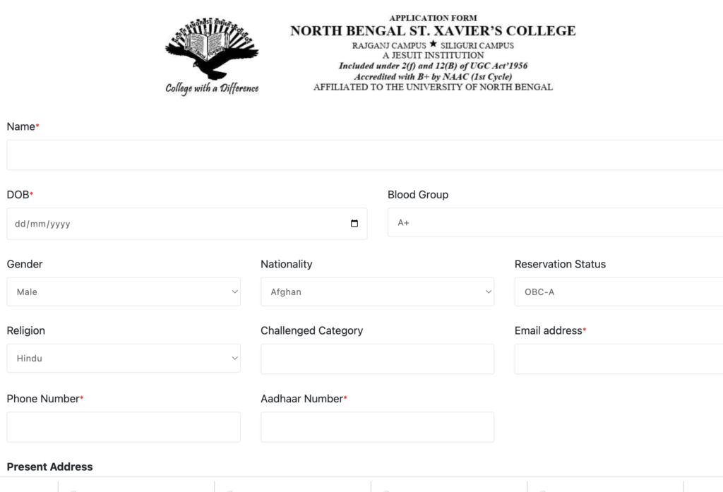 North Bengal St. Xavier's College Merit List 
