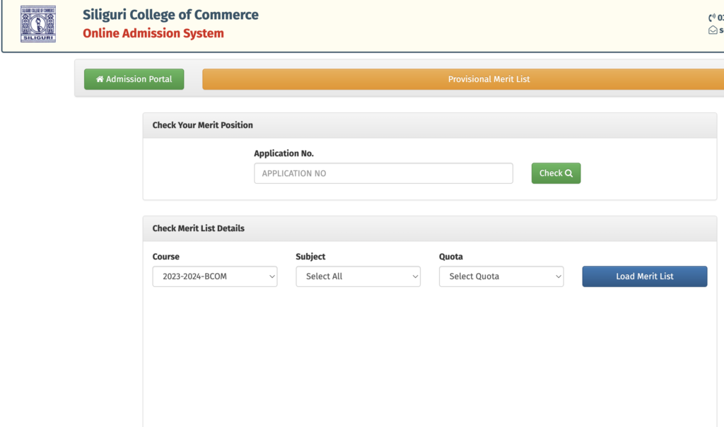 Siliguri Commerce College Merit List 2023