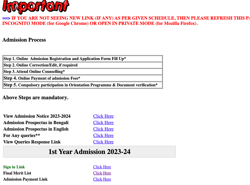 malda college 1st merit list download links 2023 pdf